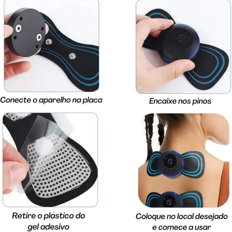 Mini Massageador Elétrico de Pescoço Portát - Para Alívio da Dor Muscular Cervical