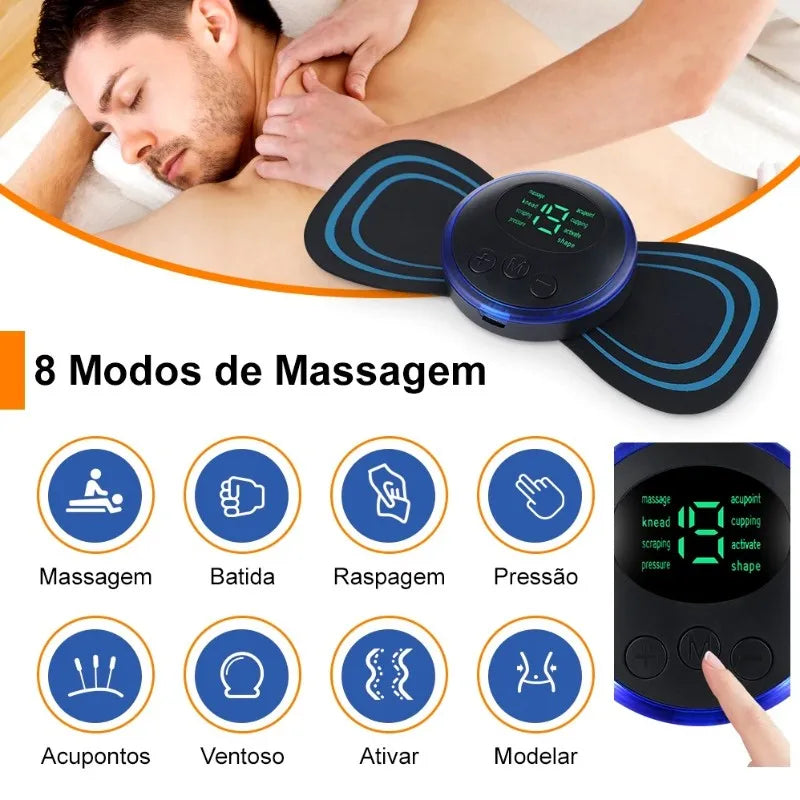 Mini Massageador Elétrico de Pescoço Portát - Para Alívio da Dor Muscular Cervical